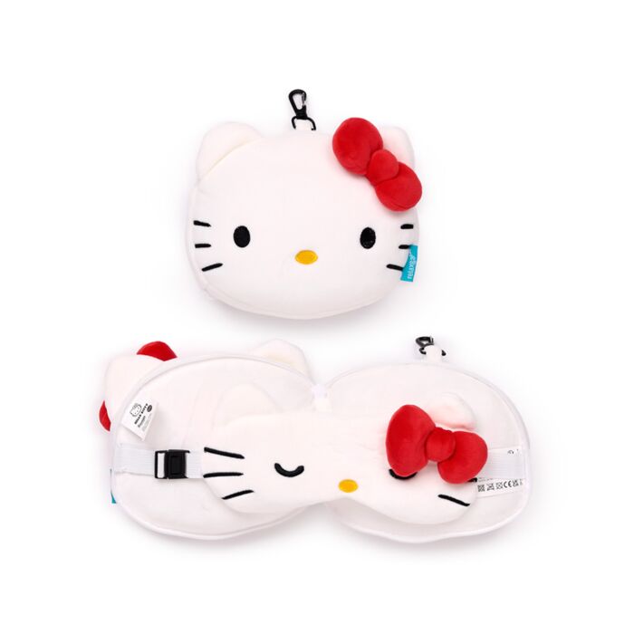 Almofada de Viagem e Máscara de Dormir Hello Kitty – Conforto Relaxante