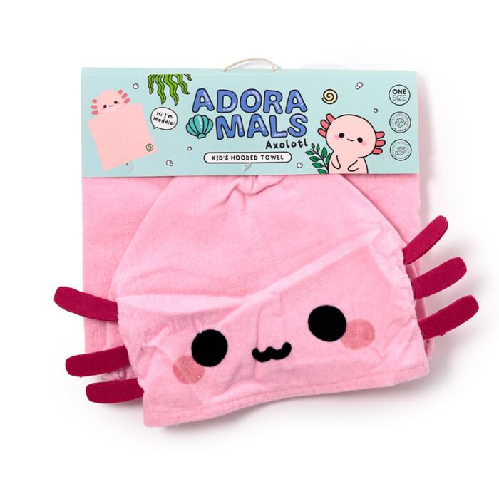 Toalha Infantil com Capuz Maddie o Axolote 100% Algodão