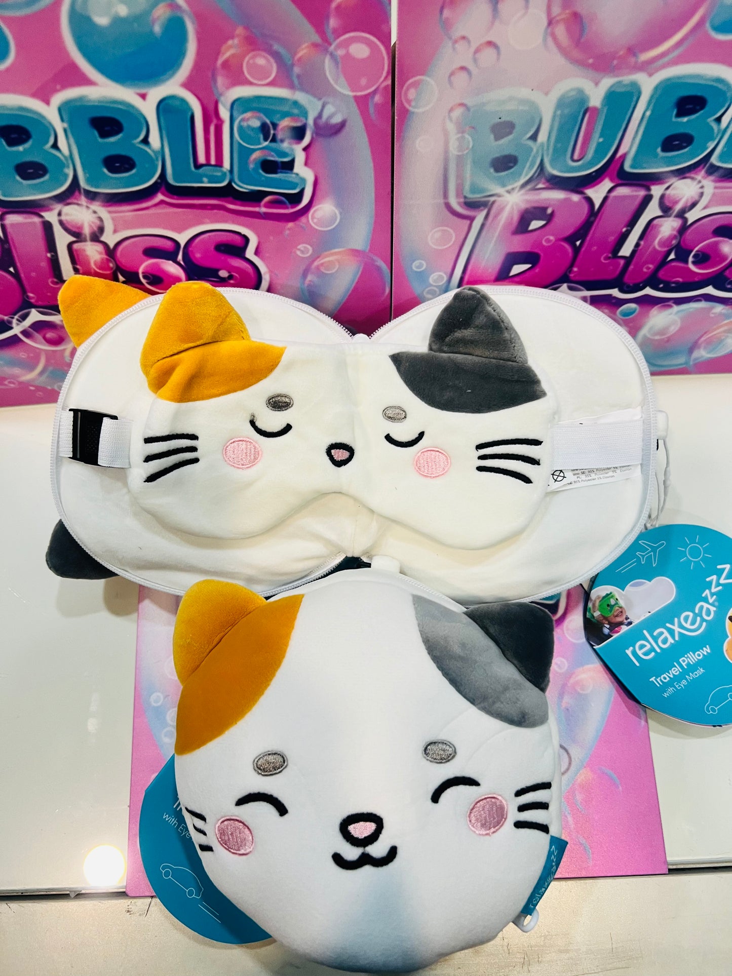 Almofada de Viagem e máscara para dormir Relaxe-Lola Lola a gata