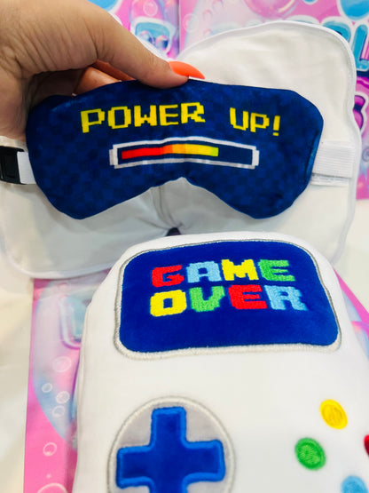 ALMOFADA E MÁSCARAPARA DORMIR  GAME OVER