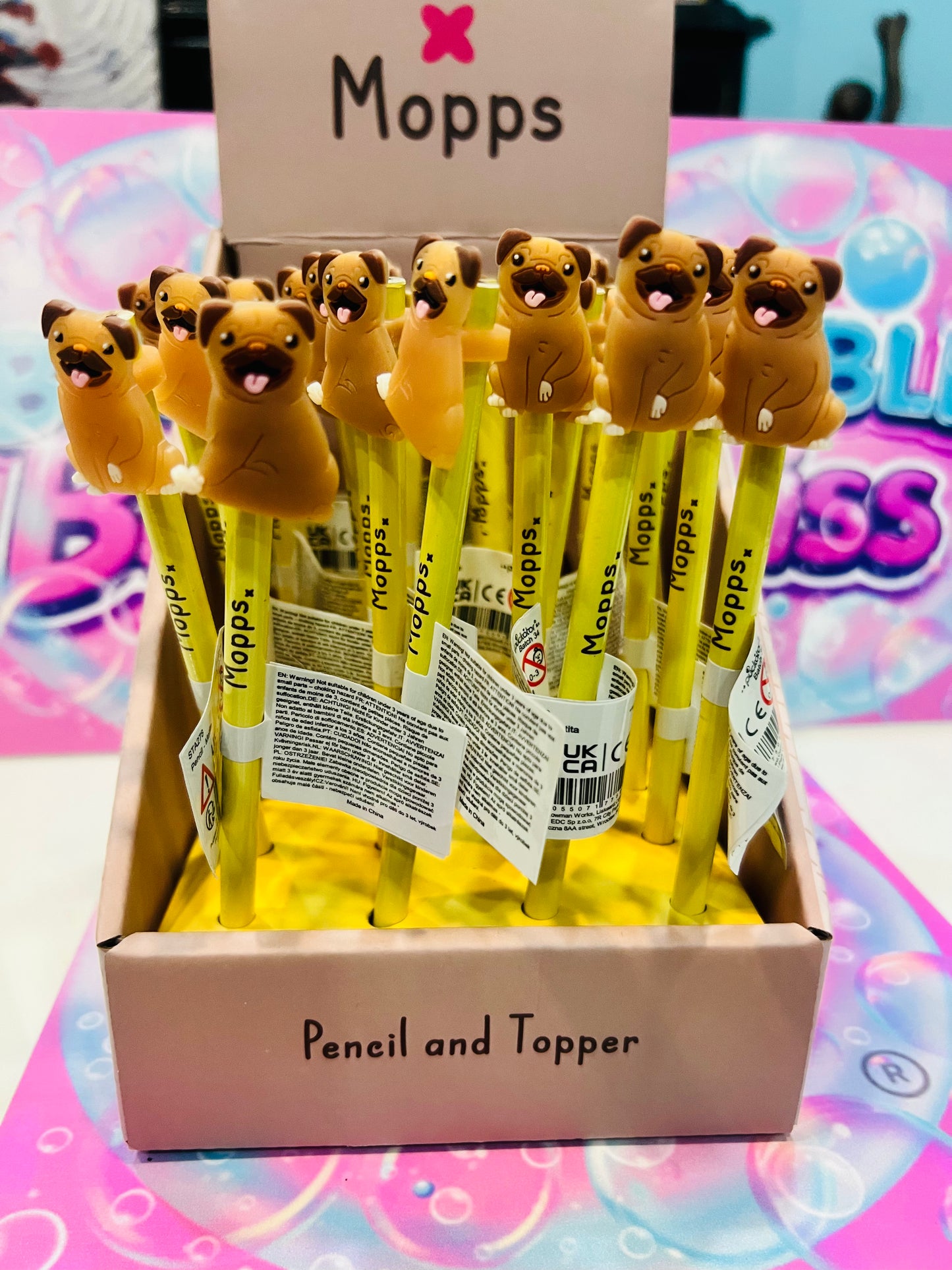 Lápis Mopps Pug com topo PVC