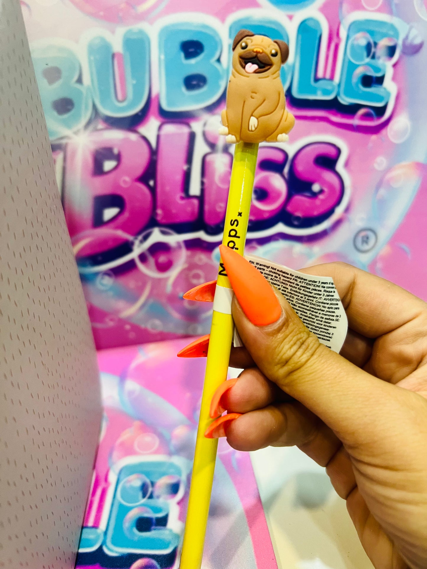 Lápis Mopps Pug com topo PVC