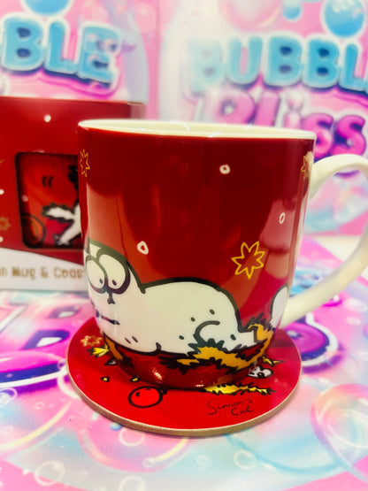 Caneca de Porcelana e Base - Simon's Cat