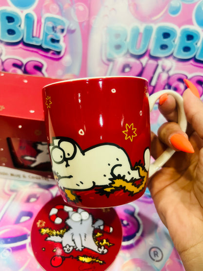 Caneca de Porcelana e Base - Simon's Cat
