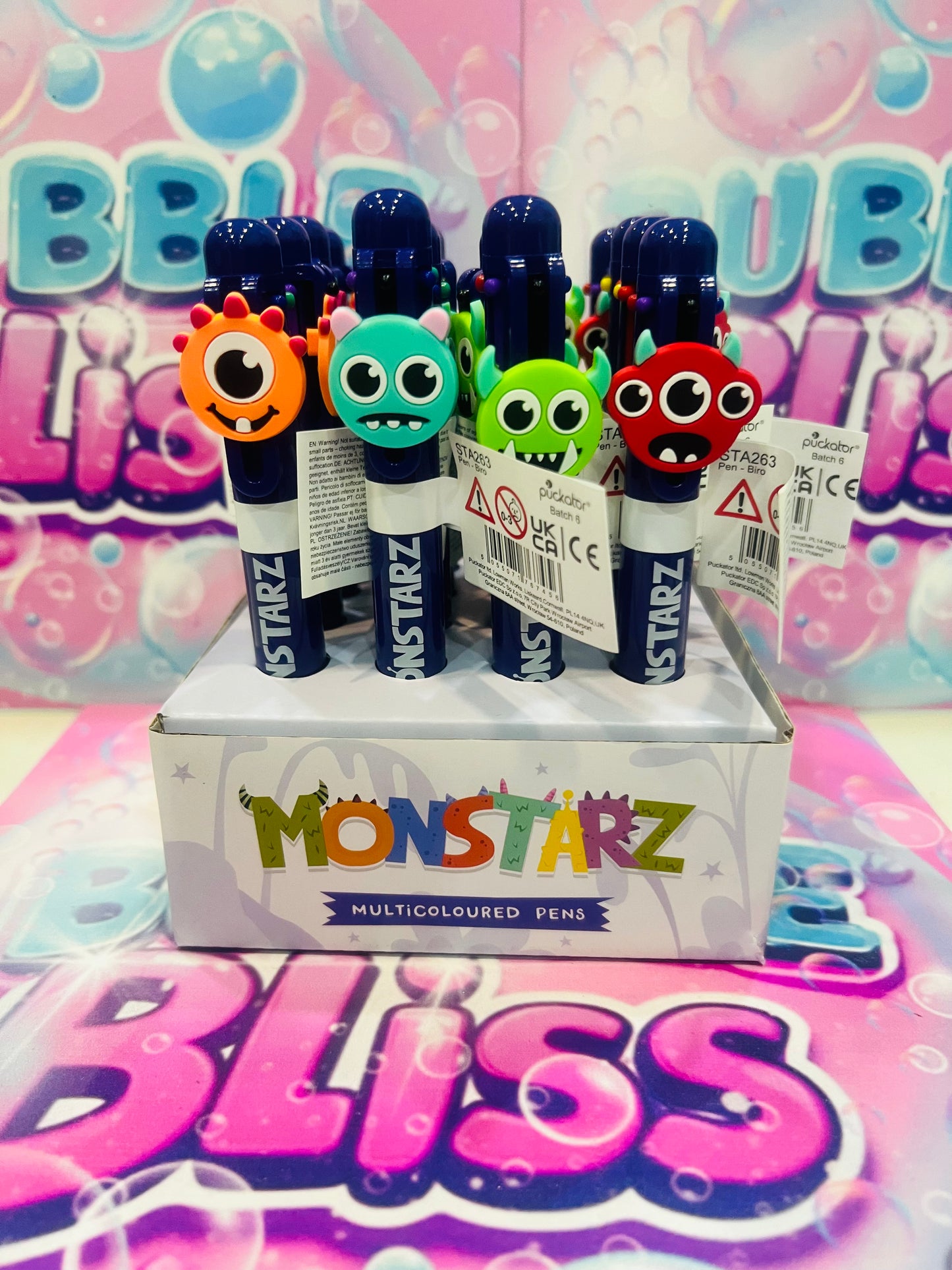 Caneta Multicolor com detalhe em PVC (6 Cores) - Monstro Monstarz