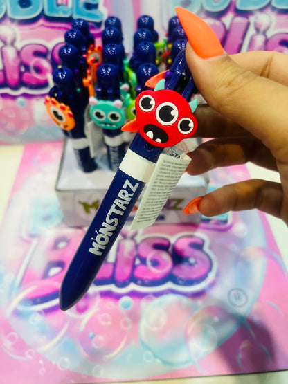 Caneta Multicolor com detalhe em PVC (6 Cores) - Monstro Monstarz