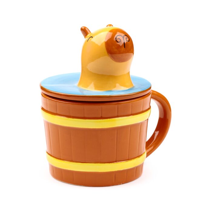 Caneca de Cerâmica com Tampa Capivara – Design Divertido com Tampa Decorativa