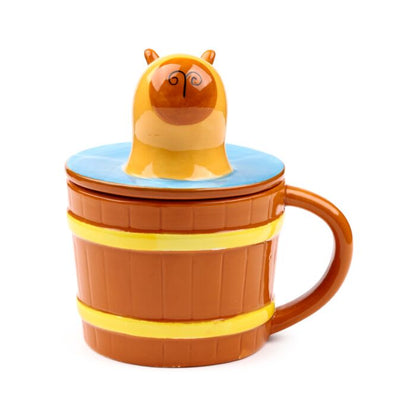 Caneca de Cerâmica com Tampa Capivara – Design Divertido com Tampa Decorativa