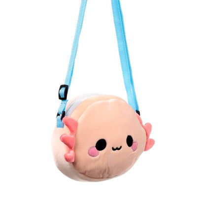 Bolsa de Tiracolo em Pelúcia Axolote Infantil – Adoramals Maddie Bolsa Infantil Fofa