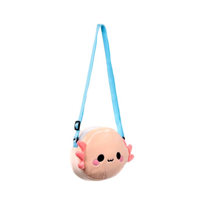 Bolsa de Tiracolo em Pelúcia Axolote Infantil – Adoramals Maddie Bolsa Infantil Fofa