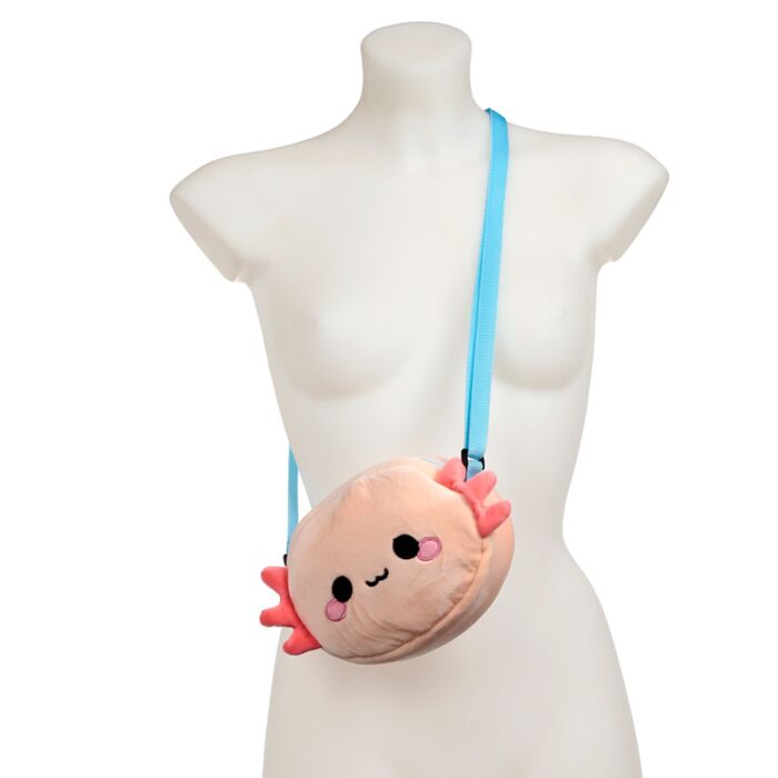 Bolsa de Tiracolo em Pelúcia Axolote Infantil – Adoramals Maddie Bolsa Infantil Fofa